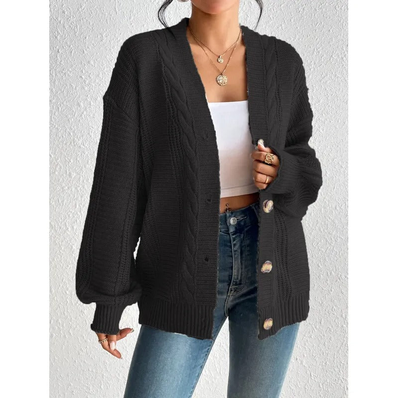 Damen Strickjacke aus Warmem Wollmischgewebe – Ideal für Herbst & Winter