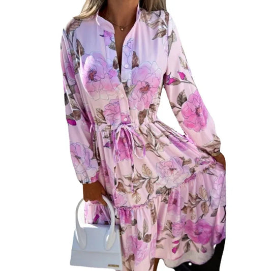 Wandesa - Langärmeliges bedrucktes Freizeitkleid für Frauen