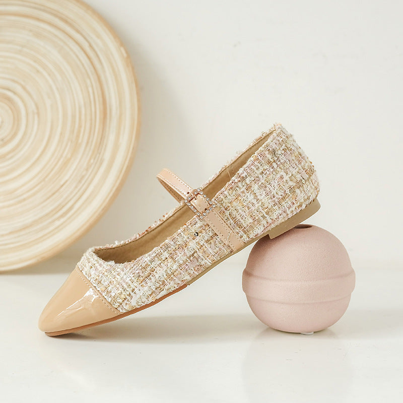 Elegante Leder-Ballerinas mit eckiger Spitze und Gürtelschnalle | Ideal für den Herbst