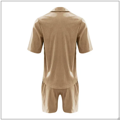 Sommer-Set für Herren | Kurzarm-Hemd & Shorts aus Leinen-Baumwoll-Mix – Atmungsaktiv & Leicht | Ideal für den Sommer