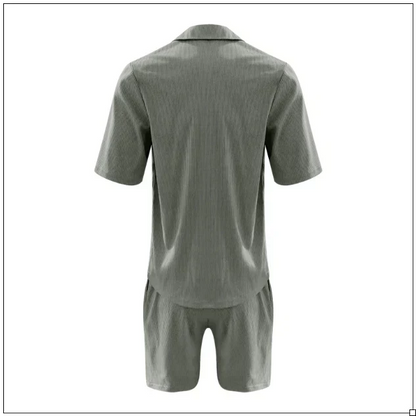 Sommer-Set für Herren | Kurzarm-Hemd & Shorts aus Leinen-Baumwoll-Mix – Atmungsaktiv & Leicht | Ideal für den Sommer
