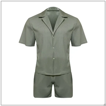 Sommer-Set für Herren | Kurzarm-Hemd & Shorts aus Leinen-Baumwoll-Mix – Atmungsaktiv & Leicht | Ideal für den Sommer