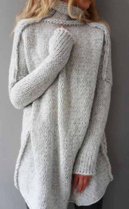 Damen Strickpullover Mit Drapierter Kragen Langarm Drei-Nadel-Nähte Pullover