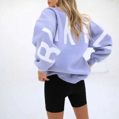 Damen Bedrucktes Sweatshirt für den Herbst mit lockerem Schnitt, langen Ärmeln und gerippten Säumen