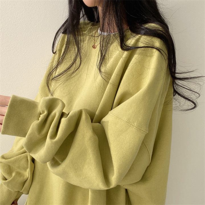 Damen Herbst Hoodie mit Fleecefutter, lockerer Passform, Rundhalsausschnitt und Langarm