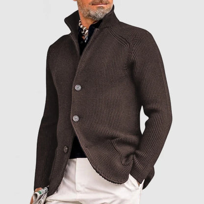 Herren-Cardigan mit Stehkragen und Knopfleiste