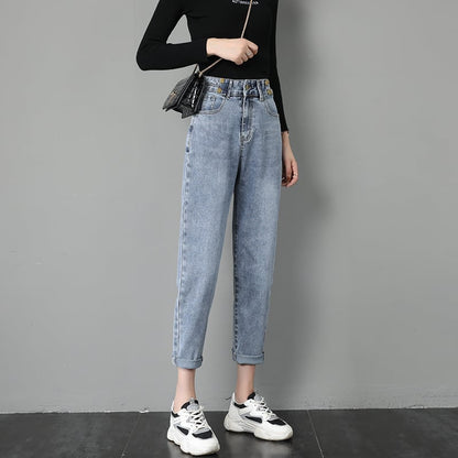 Damen-Jeans mit Hohem Bund, Lockerer Passform und Geradem Beinverlauf