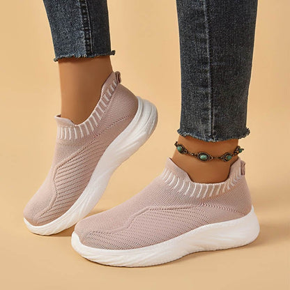 Damen-Slip-On-Sneaker für den Frühling aus atmungsaktivem Stoff mit leichter PU-Sohle