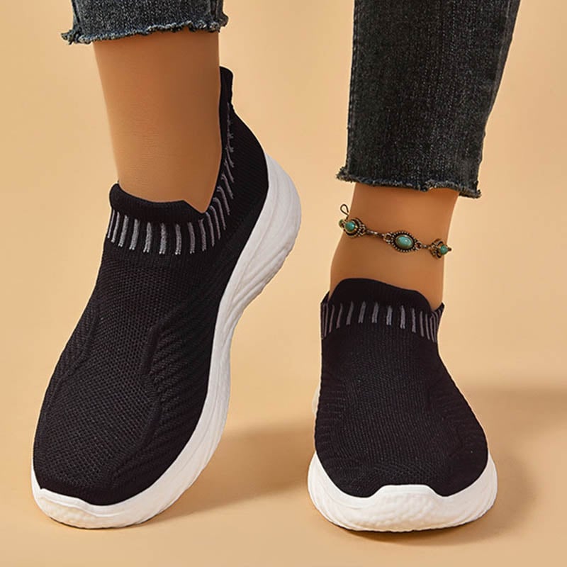 Damen-Slip-On-Sneaker für den Frühling aus atmungsaktivem Stoff mit leichter PU-Sohle