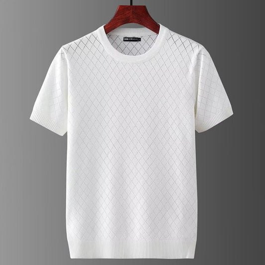 Herren Leichter Kurzarm-Pullover mit Cut-Out-Design – Perfekt für den Sommer