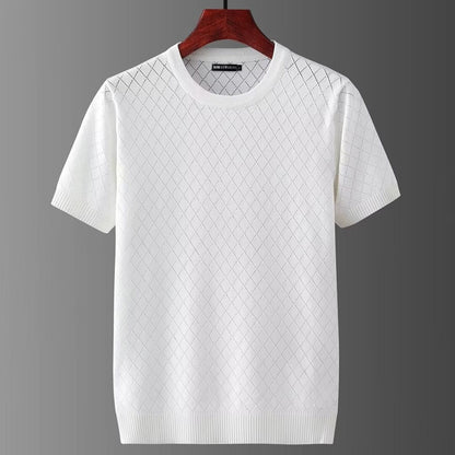 Herren Leichter Kurzarm-Pullover mit Cut-Out-Design – Perfekt für den Sommer