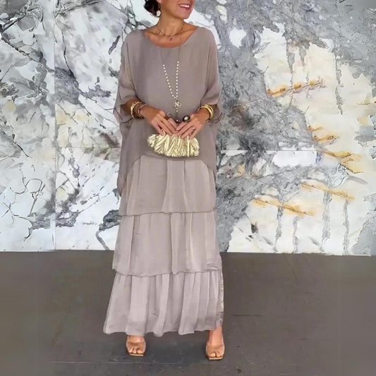 Langes, fließendes Chiffonkleid mit eleganter Passform | Ideal für Frühling und Sommer