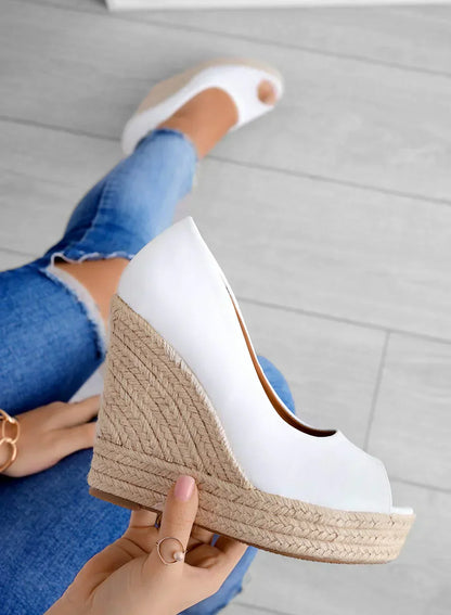 Damen Keilsandalen für den Frühling mit offener Zehenpartie weichem Futter und Slip-On-Passform