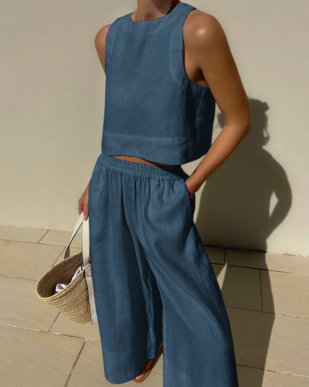 Zweiteiliges Ärmelloses Set mit Hose | Ideal für Sommer