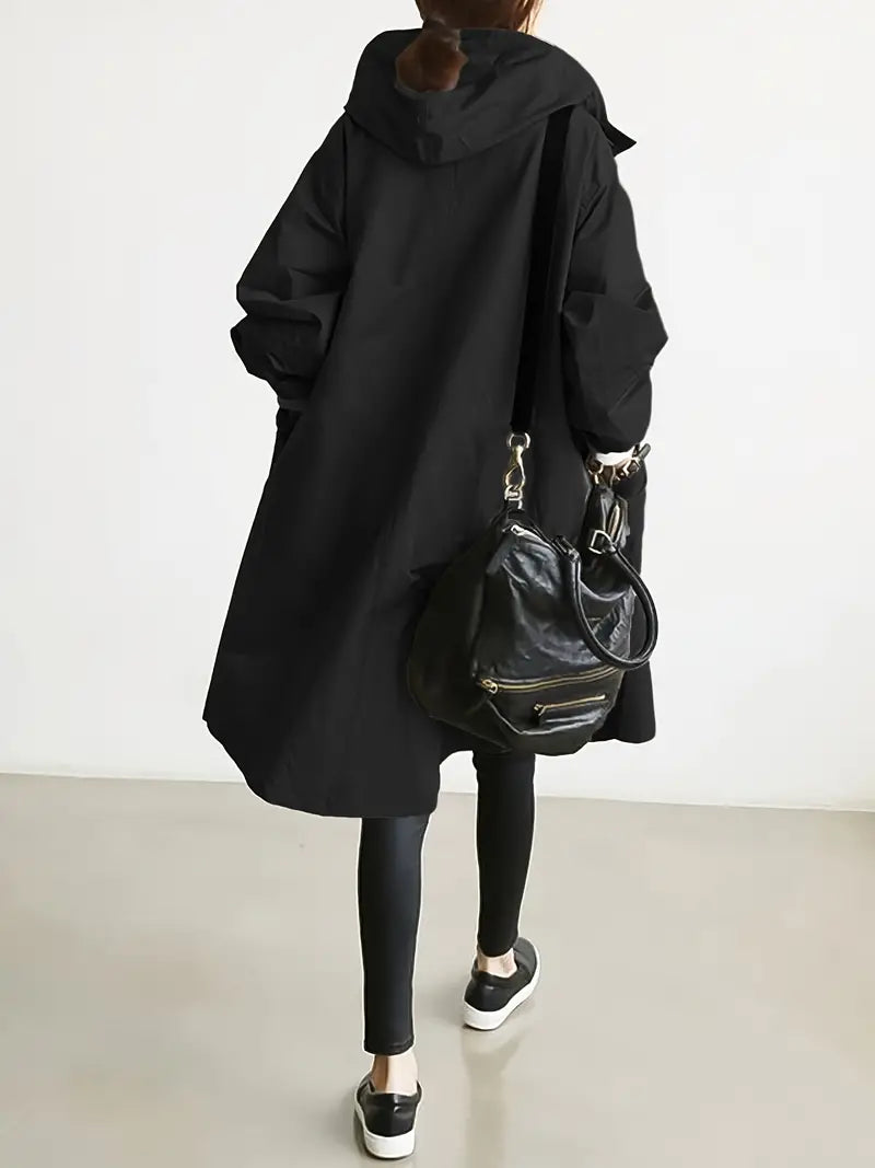 Damen Regenjacke mit Kapuze und Reißverschluss für Outdoor-Aktivitäten