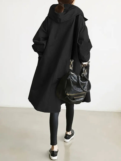 Damen Regenjacke mit Kapuze und Reißverschluss für Outdoor-Aktivitäten