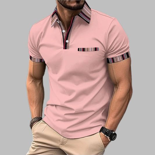 Bedrucktes Kragen-Knopf-Kurzarm-T-Shirt – Ideal für den Sommer