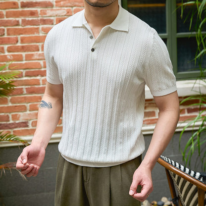 Herren Slim-Fit Kurzarm Strickshirt I Ideal für den Sommer