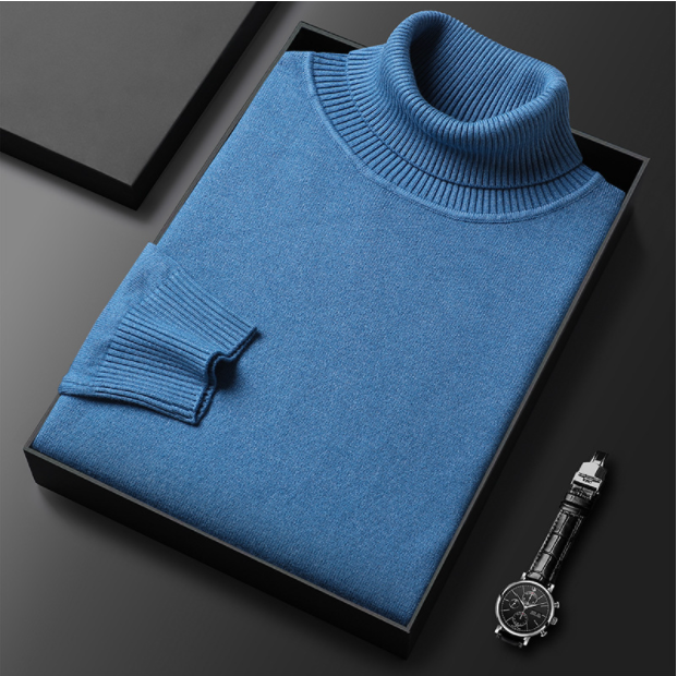 Herren-Rollkragenpullover mit langen Ärmeln und einfarbigem Design