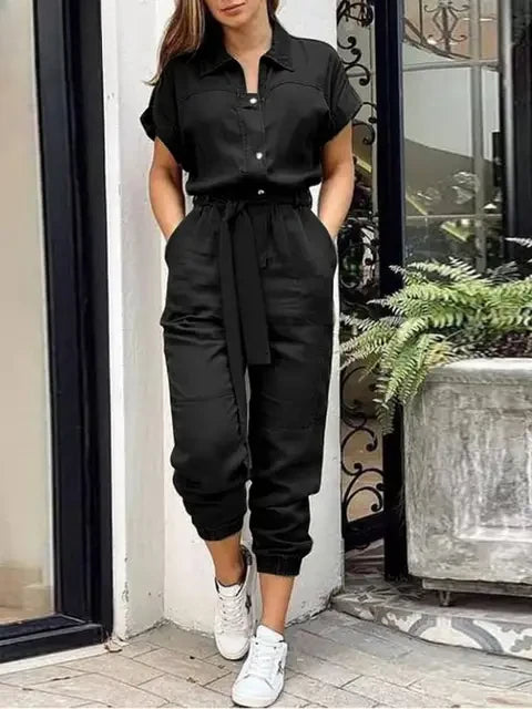 Retro Cargo Overall mit Gürtel und praktischen Taschen – Ideal für Herbst