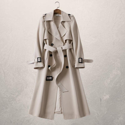 Damen-Trenchcoat in mittlerer Länge mit Taillengürtel und Fleecefutter | Ideal für den Herbst