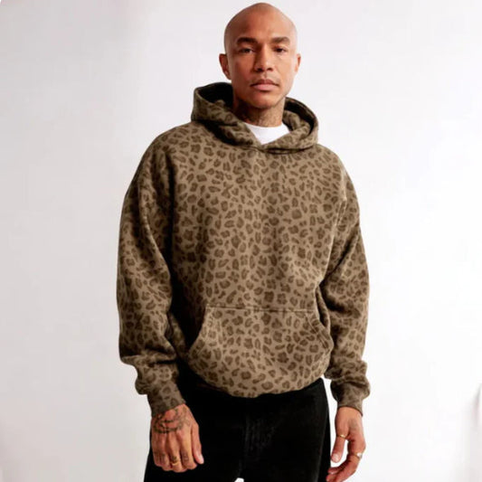 Herren Winter Hoodie mit Leopardenmuster und Pullover-Design