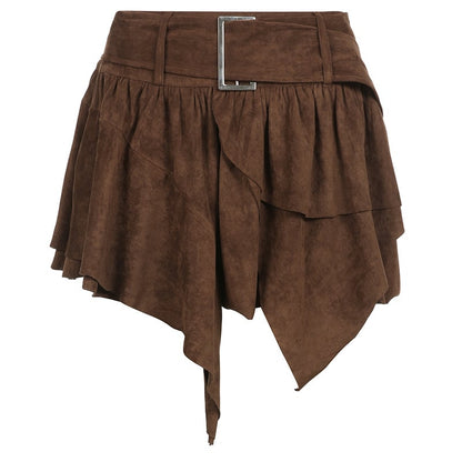 Damen Frühlings Minirock mit asymmetrischem Saum und A-Linien Schnitt