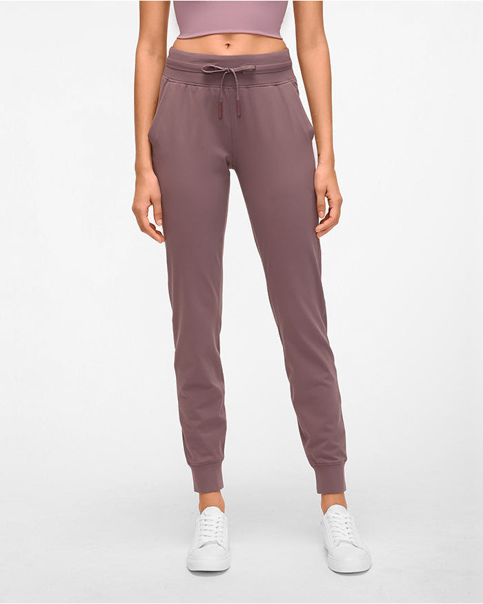 Damen-Yogahose mit hoher Taille in voller Länge aus leichtem Stretchmaterial