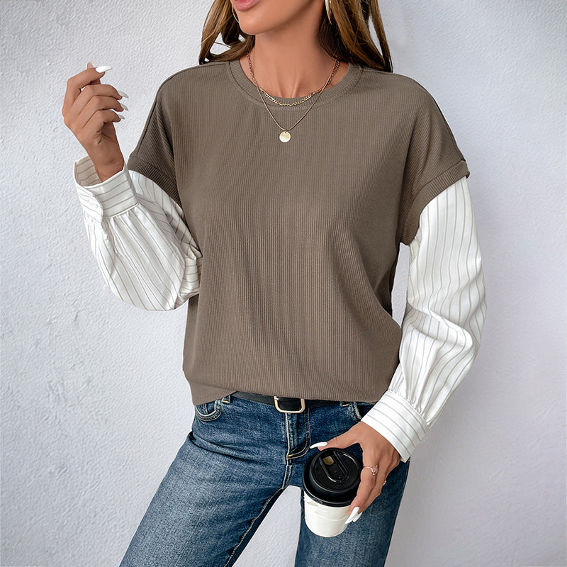 Damen Strickpullover mit Two-Piece-Effekt, Rundhalsausschnitt und langen Ärmeln