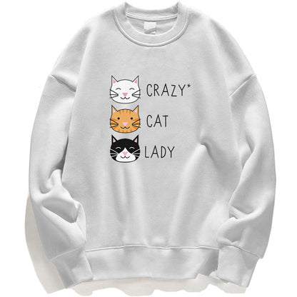 Damen Pullover-Sweatshirt für den Herbst mit Katzenprint und Langarm