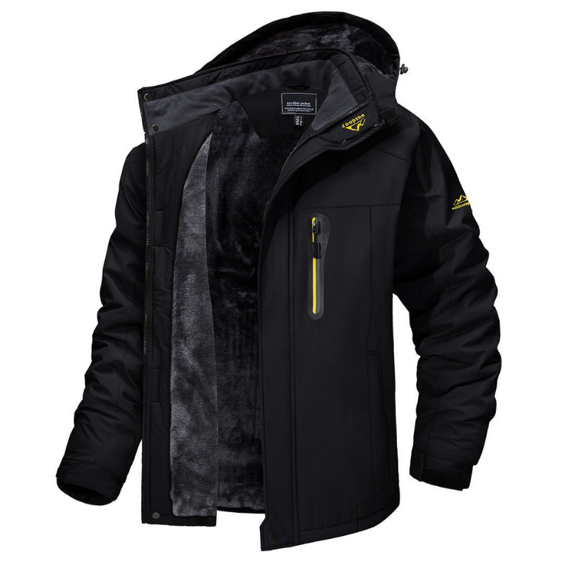 Herren Winterjacke mit Kapuze isoliertem Innenfutter und verstellbaren Bündchen