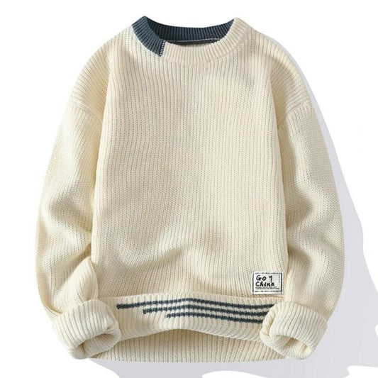 Herren-Strickpullover mit Rippstruktur und Rundhalsausschnitt