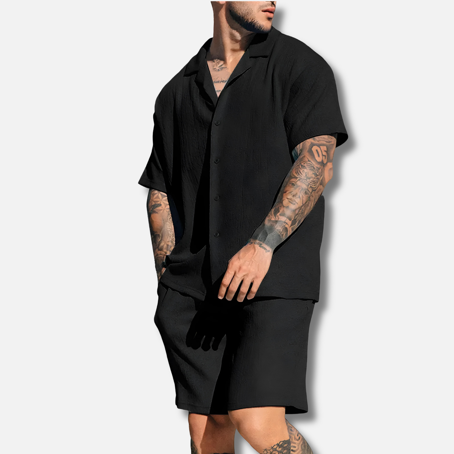 Vintage Sommer Set für Herren – Atmungsaktives Kurzarmhemd & Shorts  – Ideal für den Sommer