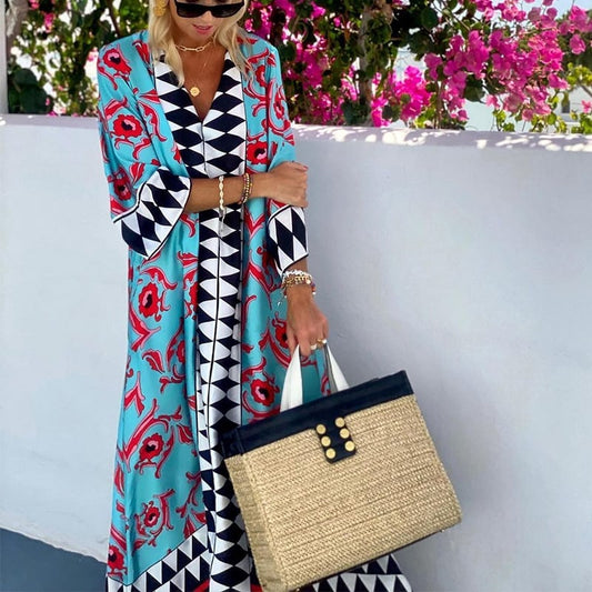 Bedrucktes Maxi-Kleid mit fließender Silhouette | Ideal für den Sommer