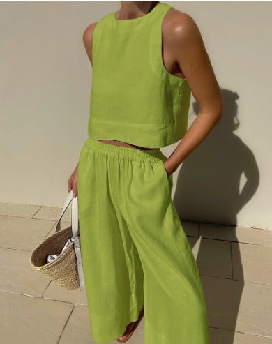 Zweiteiliges Ärmelloses Set mit Hose | Ideal für Sommer