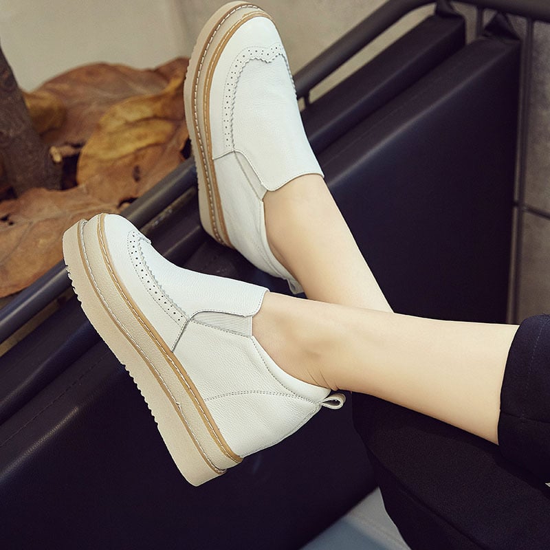 Leder-Plateau-Wedge-Sneaker mit Innenhöhe | Ideal für alle Jahreszeiten