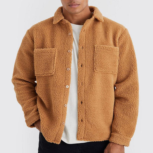 Herren Locker Geschnittene Gewebte Strickjacke mit Polokragen | Ideal für Herbst & Frühling