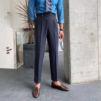 Herren-Anzughose mit weiter Passform und geradem Bein – Uni-Farben