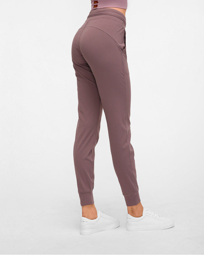 Damen-Yogahose mit hoher Taille in voller Länge aus leichtem Stretchmaterial