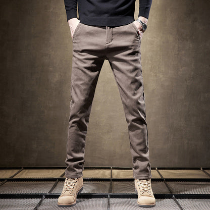 Herren Slim Fit Gerade Business-Hose Dick Ideal für Herbst und Winter