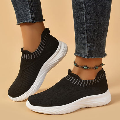 Damen-Slip-On-Sneaker für den Frühling aus atmungsaktivem Stoff mit leichter PU-Sohle