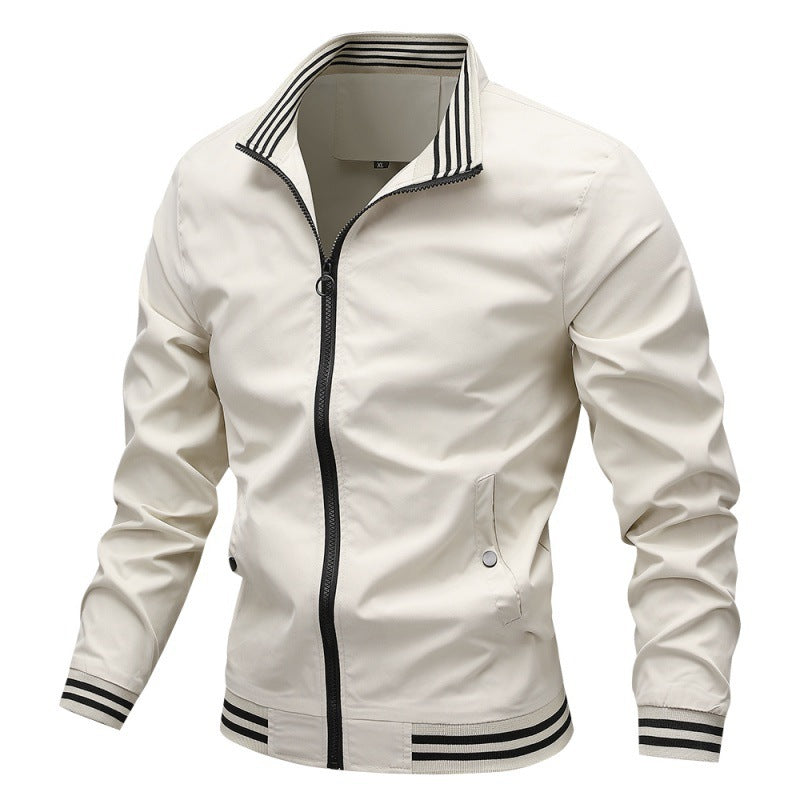 Herren Stehkragen Leichte Polyesterjacke mit Seitentaschen | Ideal für Frühling & Herbst