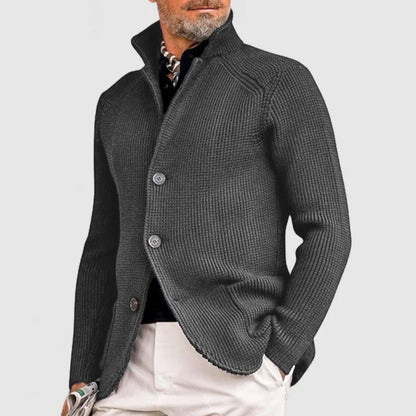 Herren-Cardigan mit Stehkragen und Knopfleiste