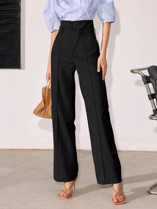 Damen High-Waist Freizeithose mit weitem Bein – Ideal für Sommer