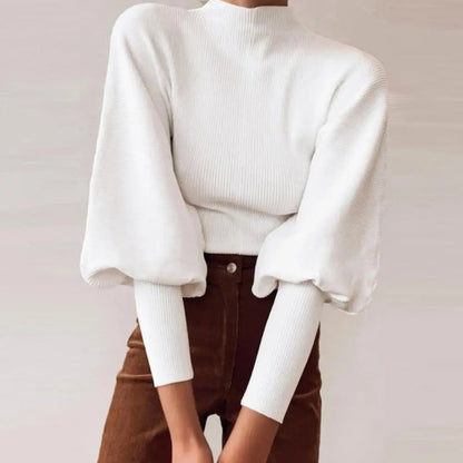 Langärmeliger Pullover mit Puffschulter und zeitloser Silhouette | Ideal für Herbst und Winter