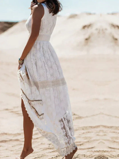 Besticktes Maxi-Kleid mit Spitzendetails | Ideal für Frühling und Sommer
