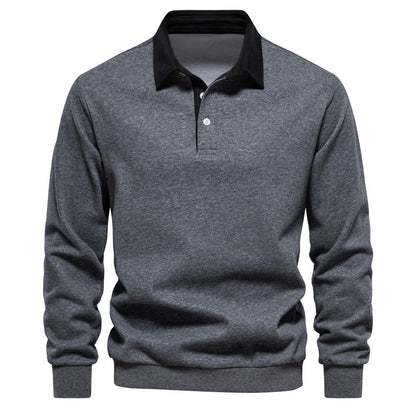 Herren Langarmshirt mit Polokragen und Umlegekragen