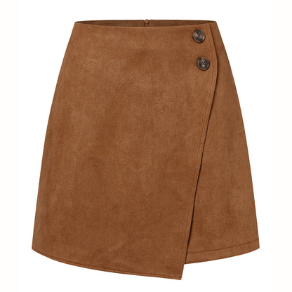 Wildleder-High-Waist-Asymmetrischer Minirock | Ideal für Herbst und Winter