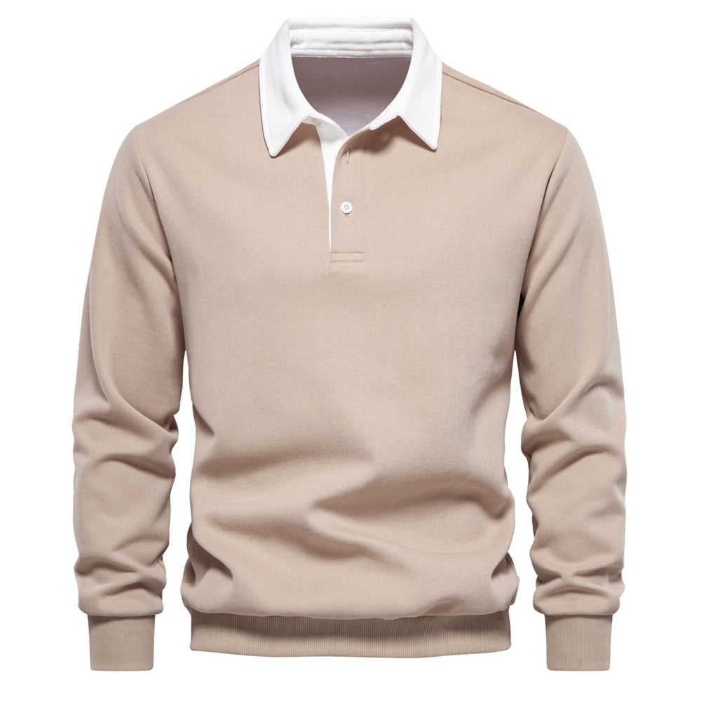 Herren Langarmshirt mit Polokragen und Umlegekragen
