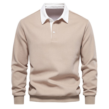 Herren Langarmshirt mit Polokragen und Umlegekragen